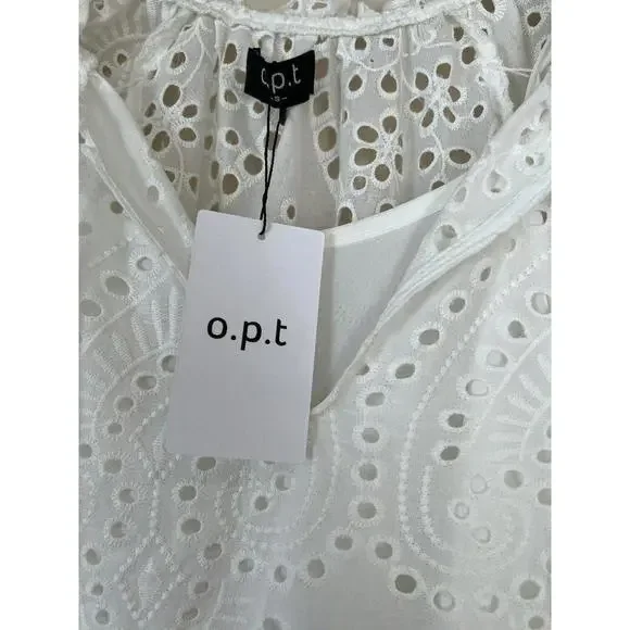 OPT Maxi Long White Eyelet Tiered Cotton Dress Small - Picture 4 of 5